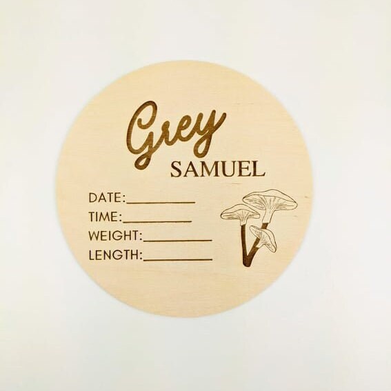 Mushroom Birth Announcement Sign | Baby Birth Stats | Newborn Sign For Hospital | Gender Neutral Baby Shower Gift | Newborn Photo Sign