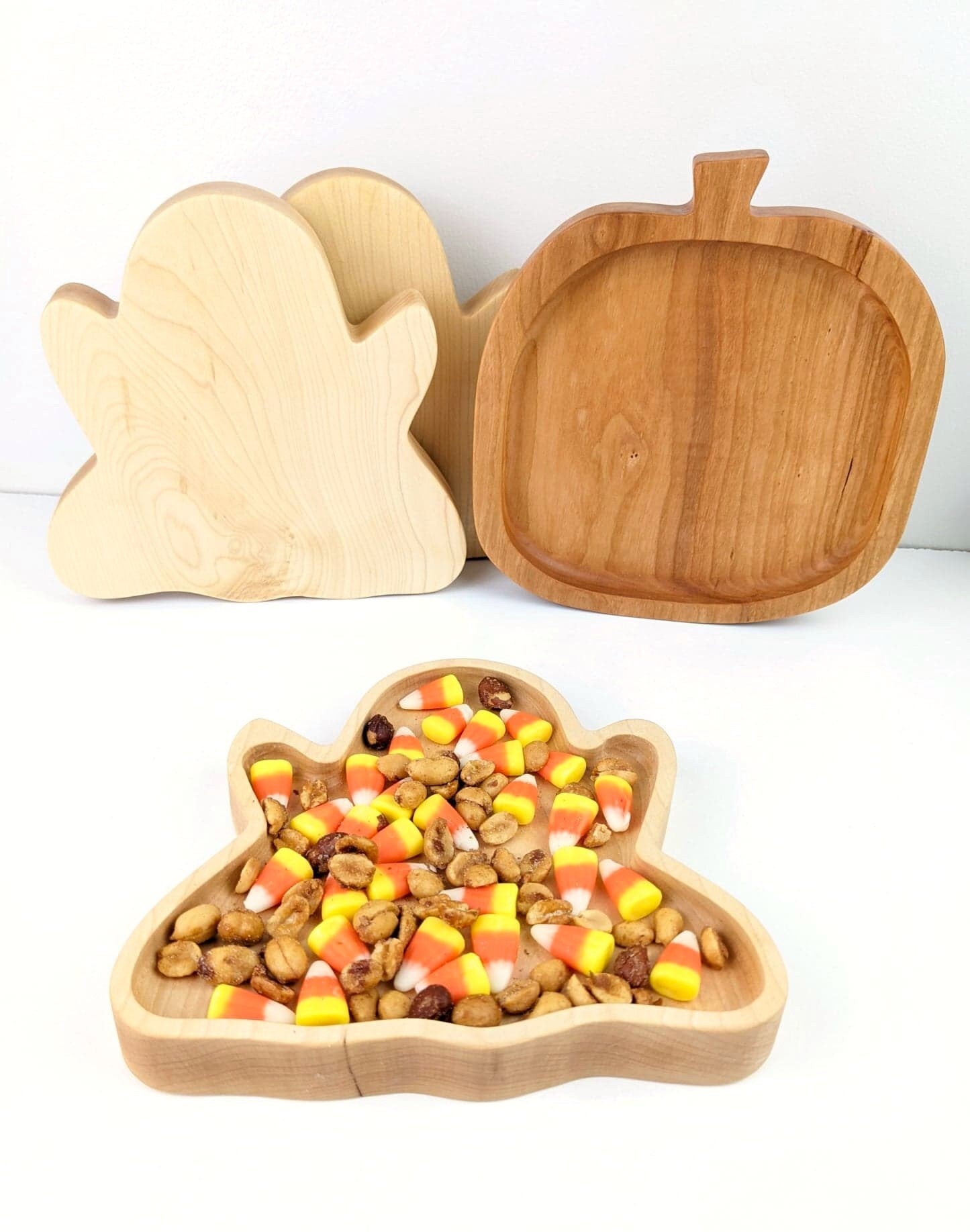 Halloween Decorations Indoor | Wooden Ghost Candy Dish For Halloween Coffee Bar | Fall Coffee Table Decor