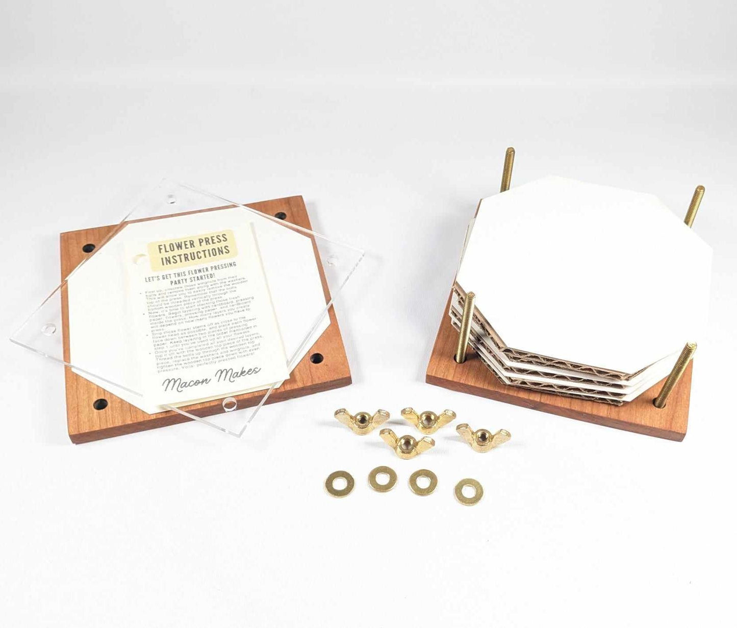 Mini Flower Press With Acrylic Display | Small Portable Press | Gift For Plant Lover | 4" x 4"