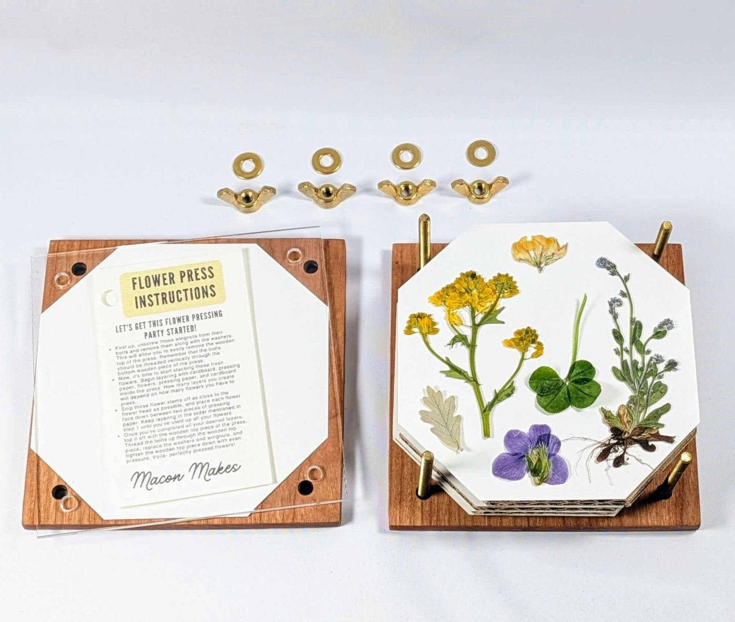 Mini Flower Press With Acrylic Display | Small Portable Press | Gift For Plant Lover | 4" x 4"