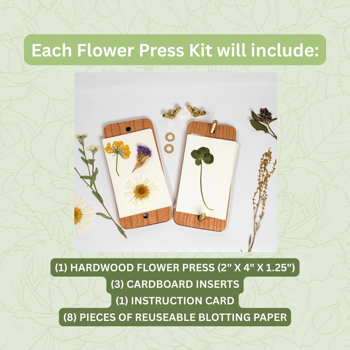 Wholesale Pocket Flower Press With Bee Design | 2"x4" Minimum $100.00