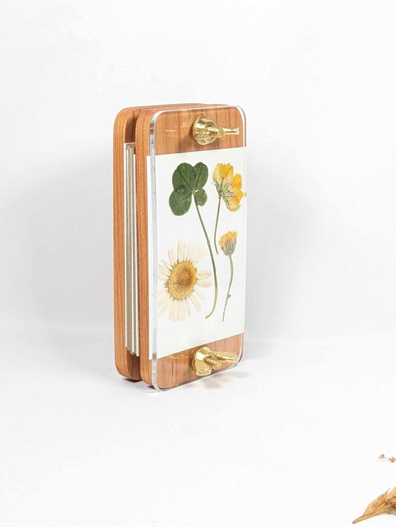 Hardwood Pocket Flower Press With Acrylic Display | Gift For Nature Lover Or Traveler | 2" x 4"