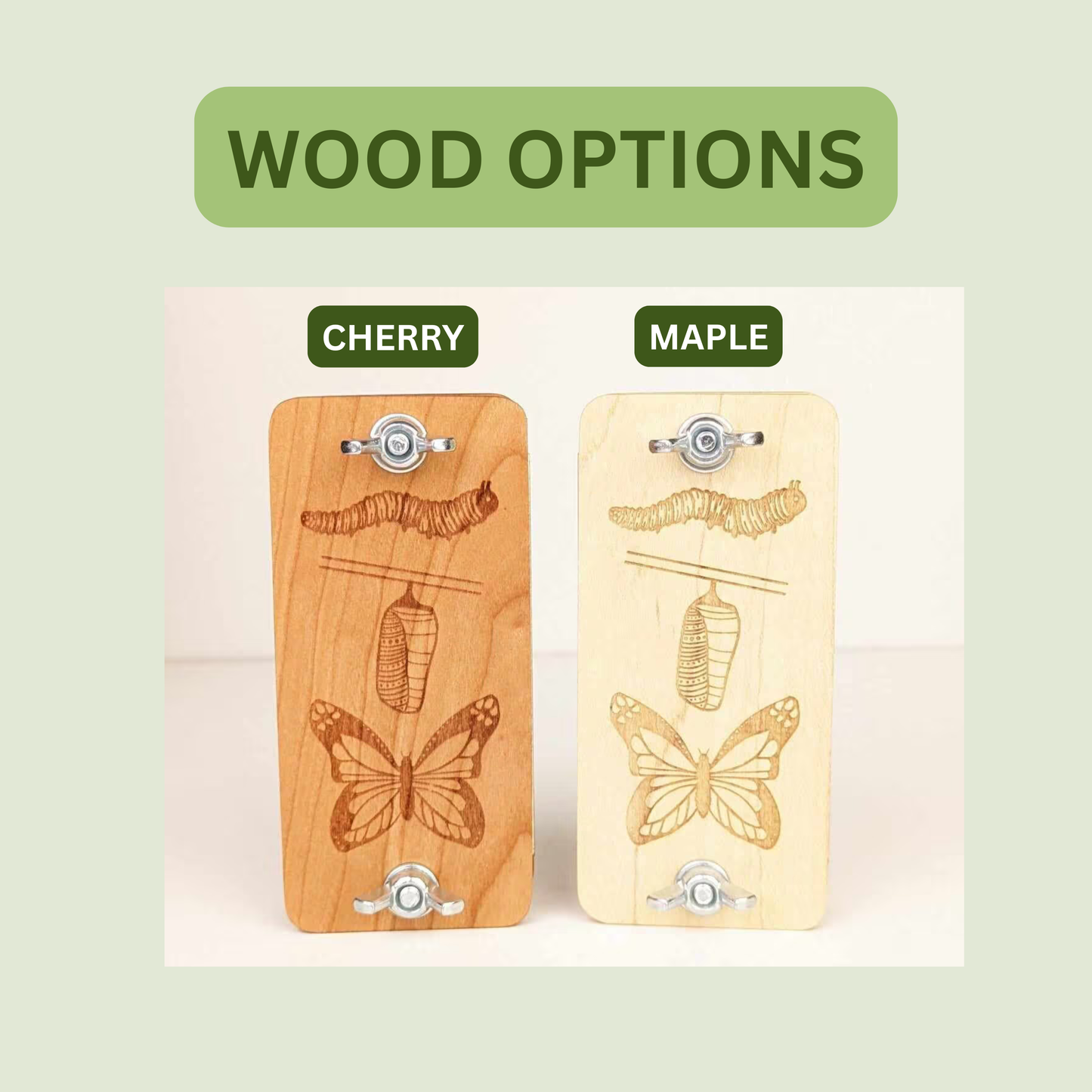 Hardwood Pocket Flower Press With Metamorphosis Design | 2" x 4"