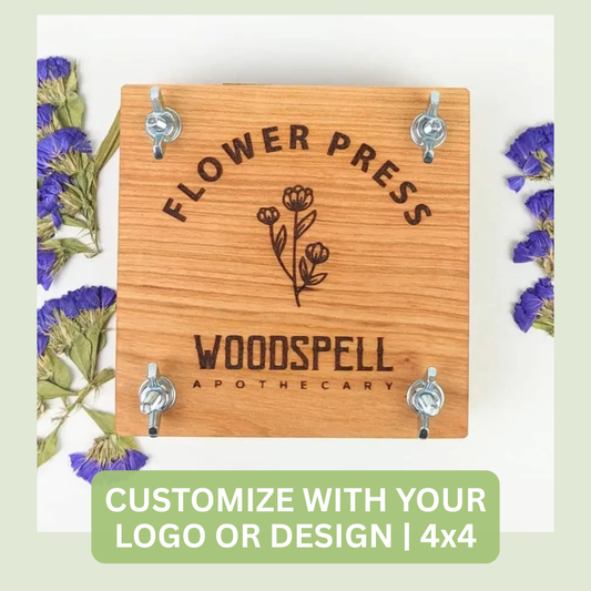 Wholesale Hardwood Mini Flower Presses Customized With Logo or Design | 4" x 4"|(Minimum Order 8)
