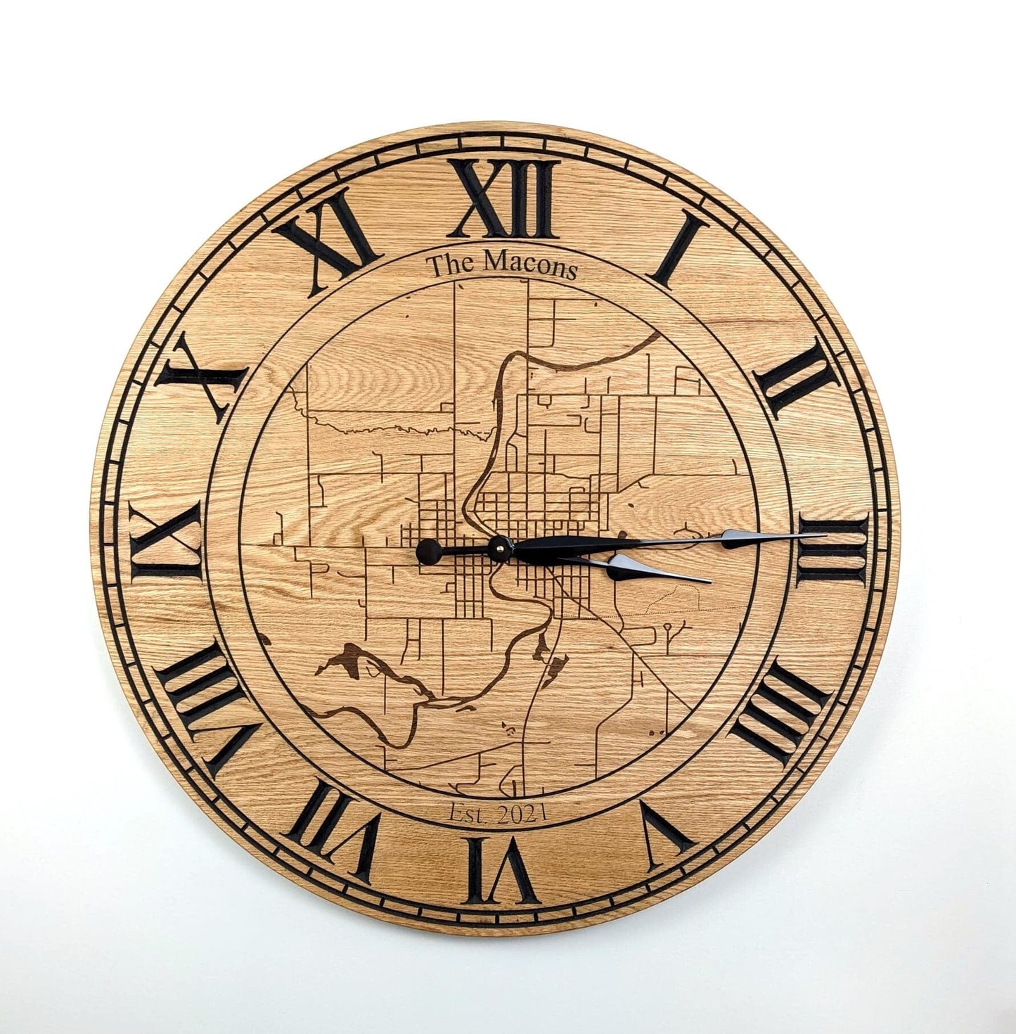 Large Personalized Wall Clock | Wooden Map Wall Clock | Unique Anniversary Gift | Custom Wedding Gift | Where We Met Map Gift