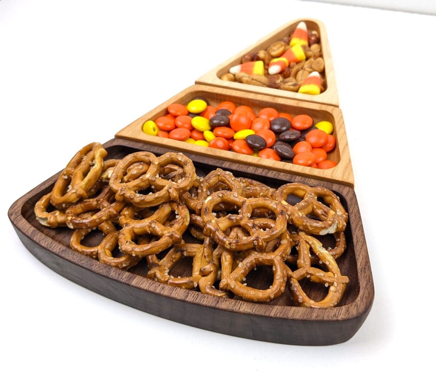 Candy Corn Wooden Candy Dish: 3-Piece Halloween Treat Tray