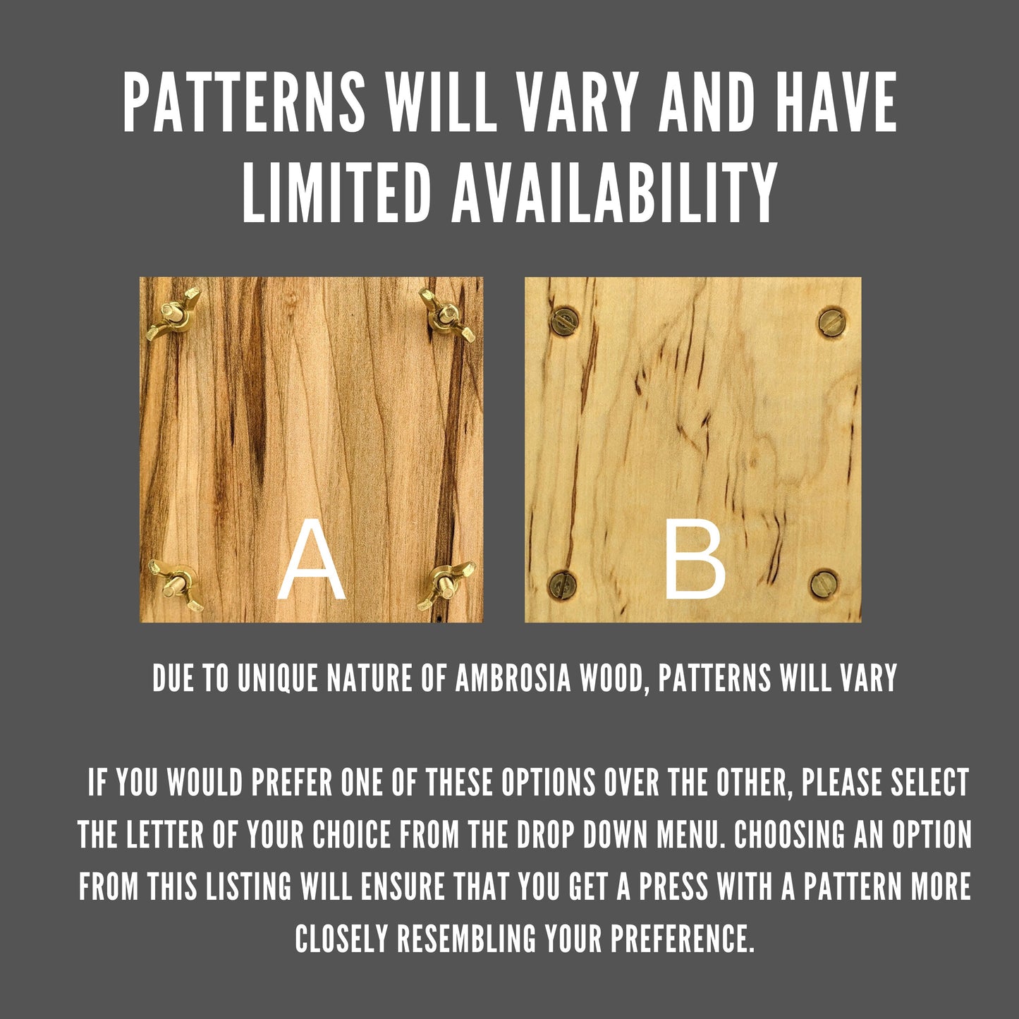 Special Wood Selection Request For Ambrosia Flower Presses