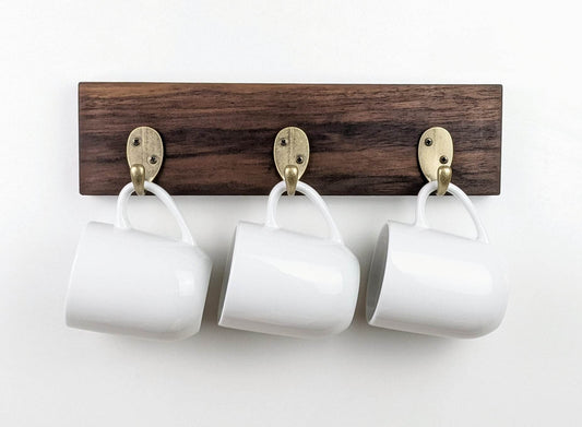 Coffee Mug Rack | 3 Hook Wall Mounted Coffee Cup Hanger For Kitchen Or Coffee Bar