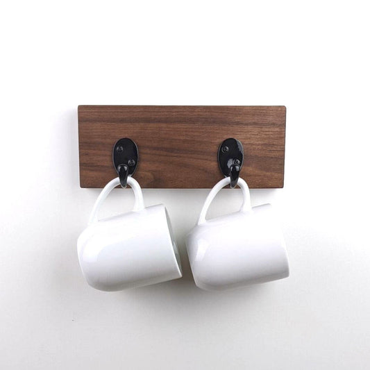 Coffee Mug Rack | 2 Hook Wall Mounted Coffee Cup Hanger For Kitchen Or Coffee Bar