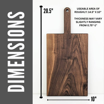 Large Hardwood Charcuterie Board With Handle | Useable Area Of 14.5" x 10"