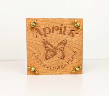 Custom Mini Flower Press | Small Floral Press | Personalized Flower Pressing Kit | Gift For Summer Birthday | Butterfly Themed Gift