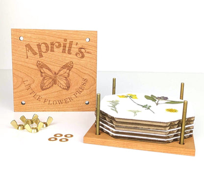 Custom Mini Flower Press | Small Floral Press | Personalized Flower Pressing Kit | Gift For Summer Birthday | Butterfly Themed Gift