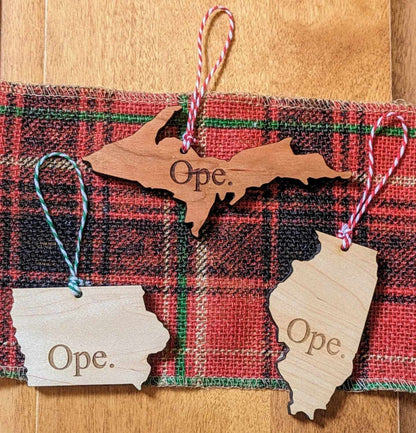 Funny Midwest State Ornament - Ope
