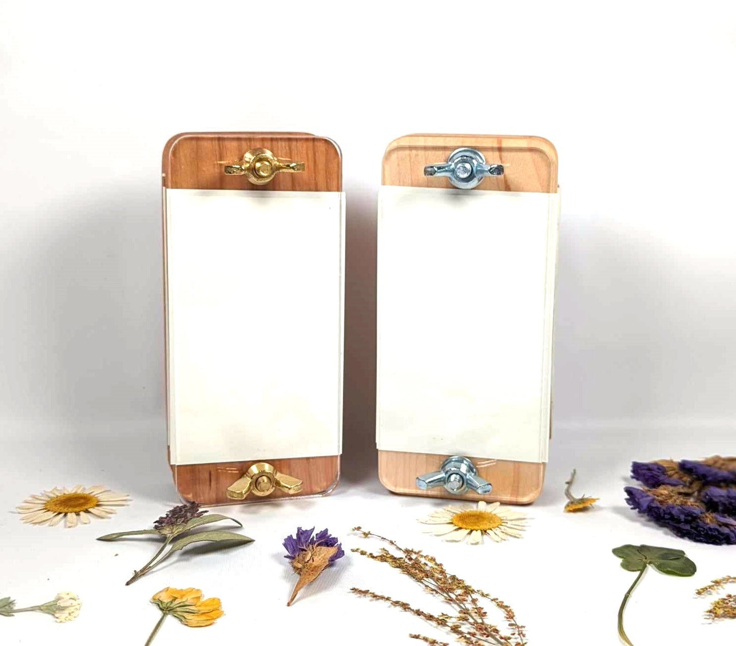 Mini Flower Press With Acrylic Display | Small Portable Pocket Press | Gift For Plant Lover | Clover Press | 2" x 4"