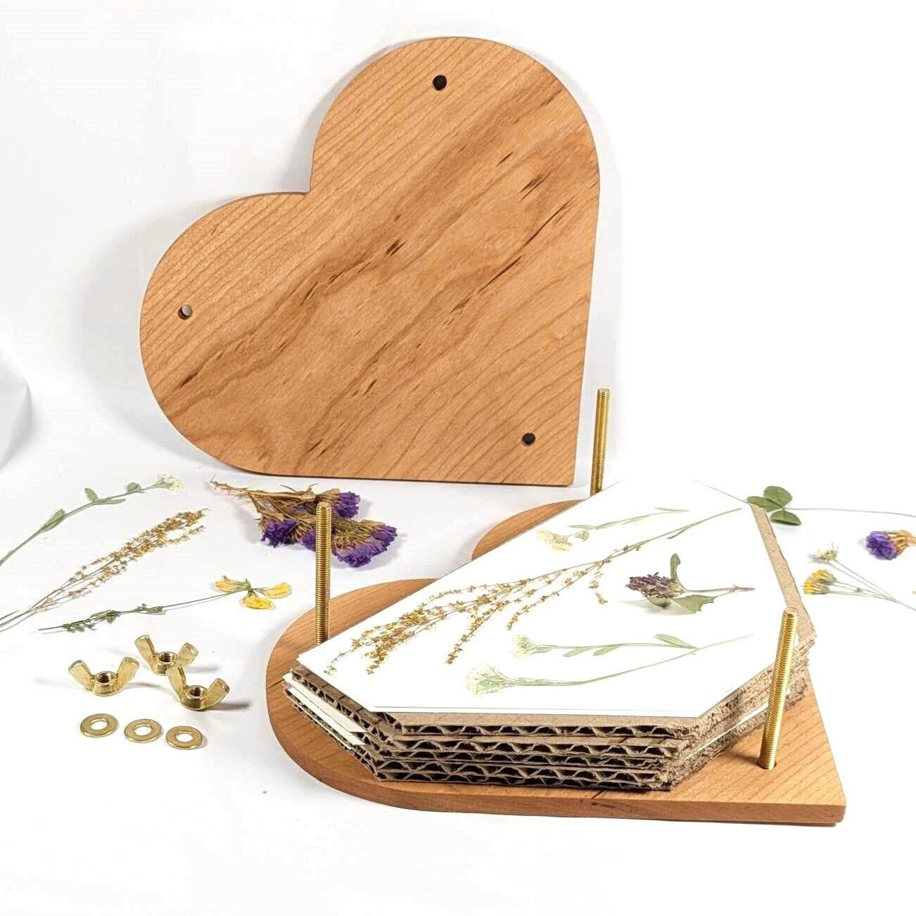 Heart Shaped Flower Press | Hardwood Flower Press | Flower Press Kit | Summer Wedding Gift | Preserving Flowers From Wedding Day