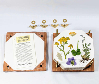 Mini Flower Press With Acrylic Display | Small Portable Press | Gift For Plant Lover | 4" x 4"