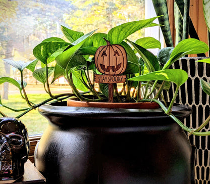 Stay Spooky Wooden Plant Sign: Halloween Decor