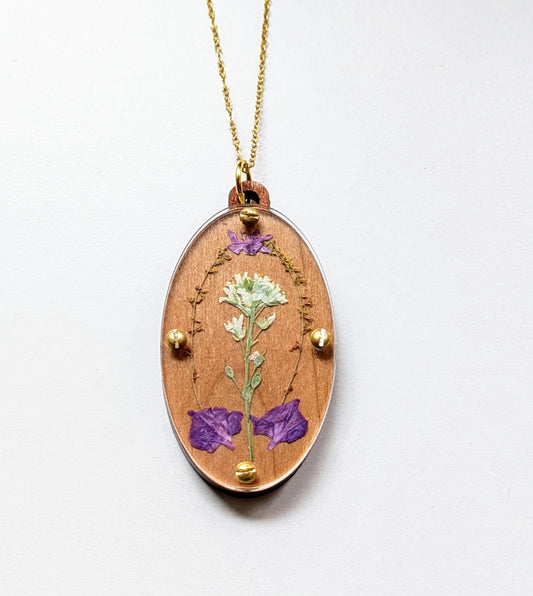 Pressed Flower Necklace Making Set | Oval | Cottage Core Floral Necklace | Christmas Gift For Gardener | Real Flower Necklace