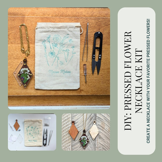 Pressed Flower Necklace Making Set | Diamond | Cottage Core Floral Necklace | Christmas Gift For Gardener | Real Flower Necklace