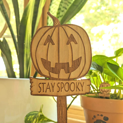 Stay Spooky Wooden Plant Sign: Halloween Decor