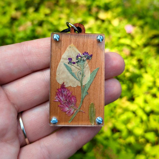 Pressed Flower Necklace Making Set | Rectangle | Cottage Core Floral Necklace | Christmas Gift For Gardener