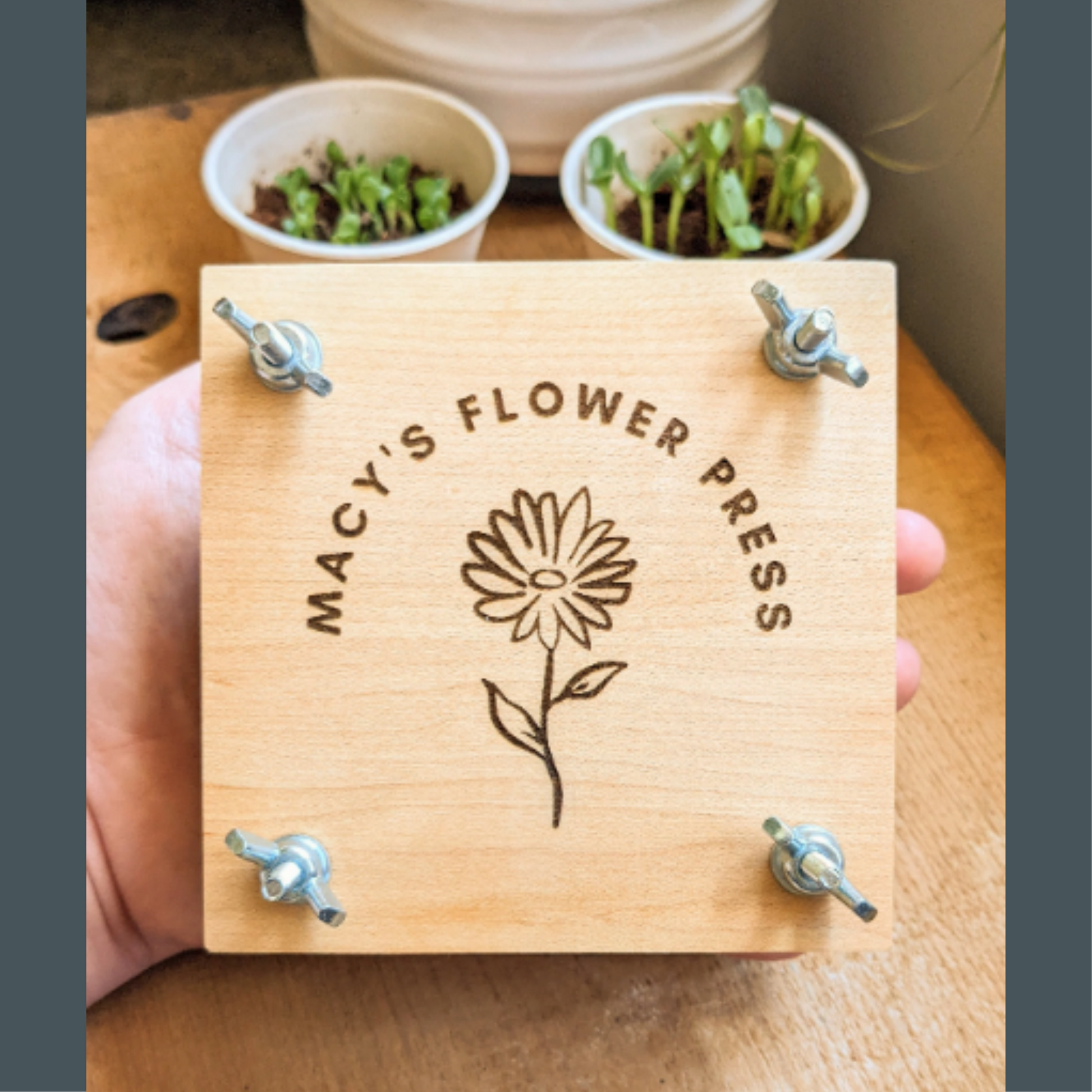 Wholesale Hardwood Mini Flower Presses Customized With Logo or Design (Minimum Order 8)