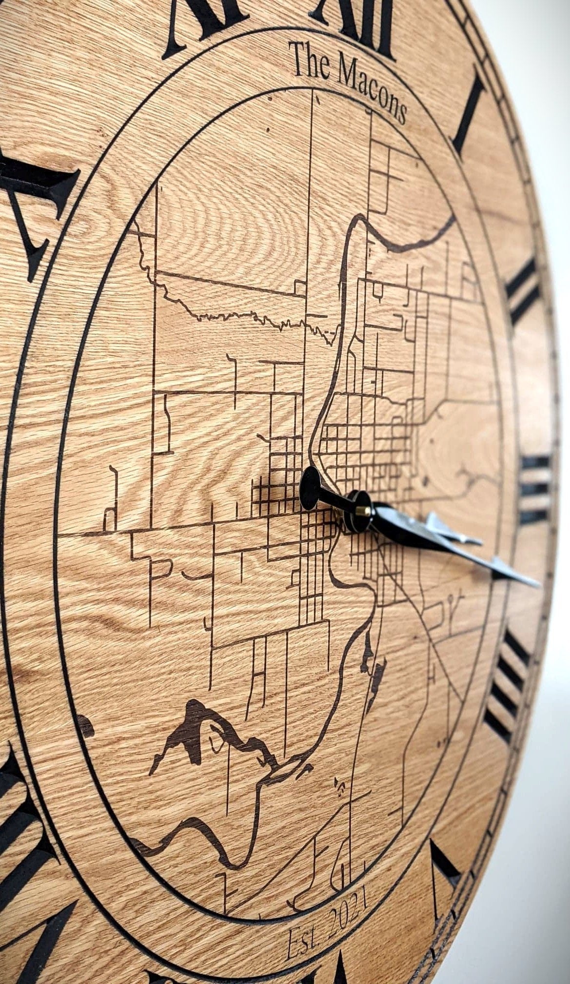 Personalized Large Wall Clock- Choose Your Text And Map Location