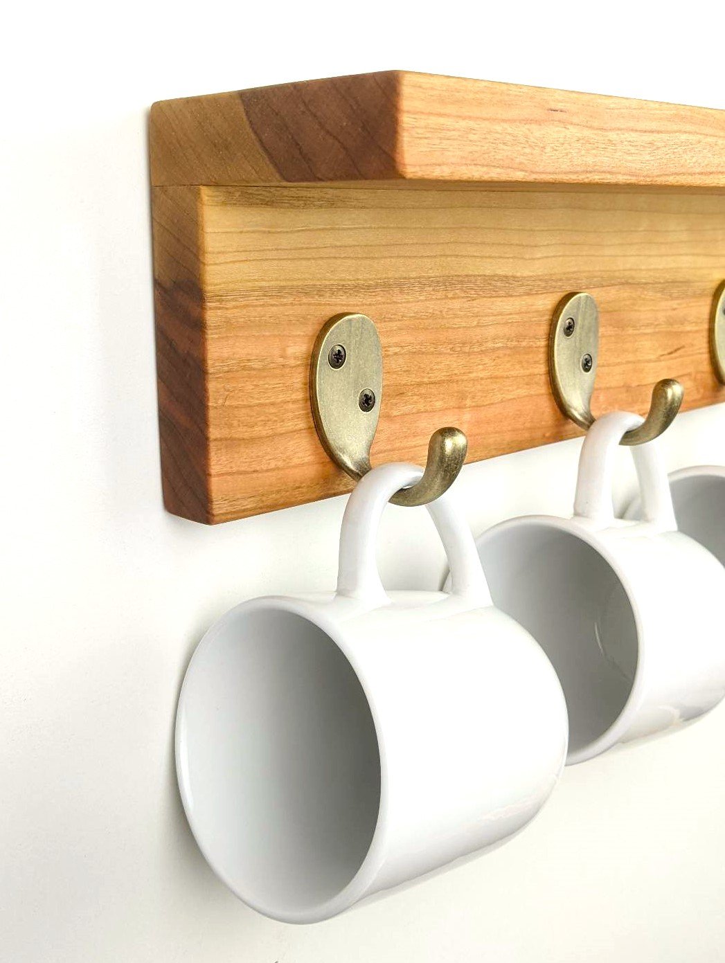 Coffee Mug Rack | 4 Hook Wall Mounted Coffee Cup Hanger For Kitchen Or Coffee Bar